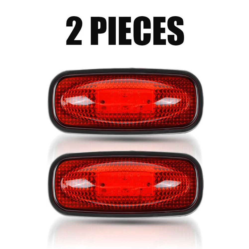 2PCS Side Marker Lights Signal Lamp White 12V-24V 2 Wires Dust Resistant IP67 86*38*22mm ABS LED Side Marker Lights