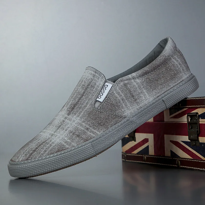 New casual versatile trend men's plaid texture canvas shoes