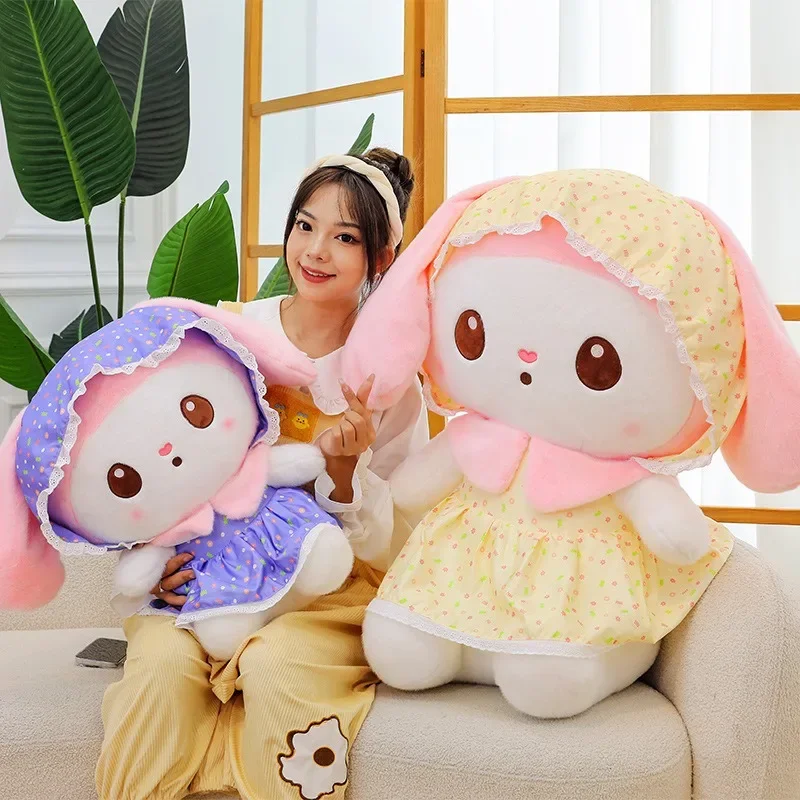 85CM Super Big Size Sanrio Cartoon Turban Flower Dress My Melody Stuffed Animal Doll Plushies Children's Birthday Gift Toys