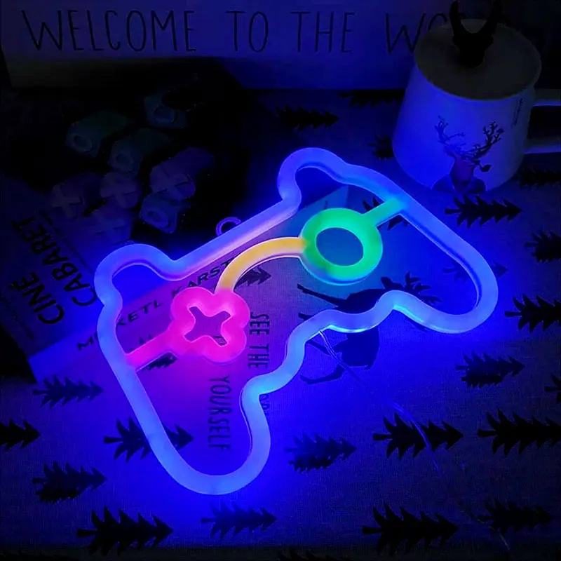 Game Pad Neon Signs LED Night Light,USB/Battery Powered atmosphere Lighting,for Birthday,Living Room,Garden,E-sports Room, Decor