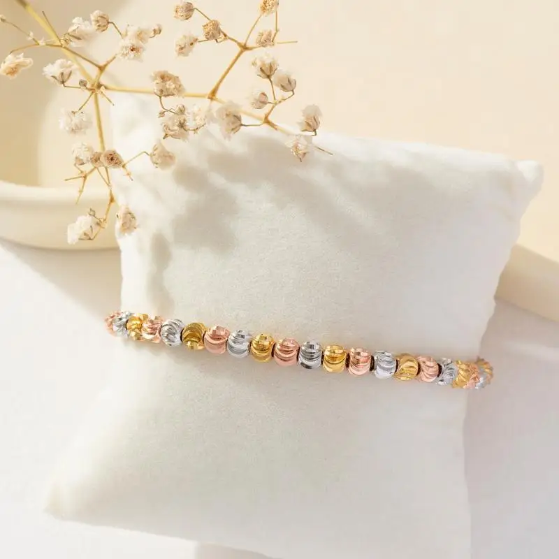 Verstellbares Perlenarmband, vergoldet, anlaufgeschützt, für Damen, für den täglichen Gebrauch und als Geschenk. – Detail 6