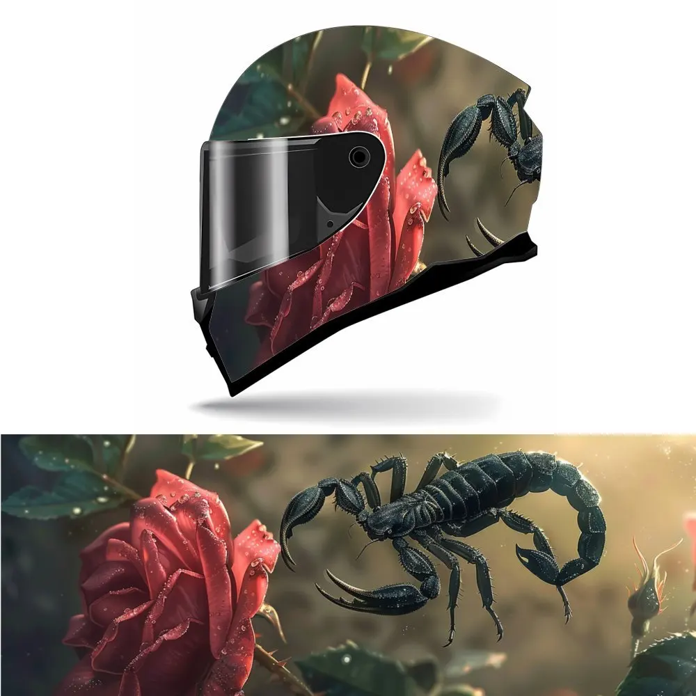 

Gothic - style Mystic Scorpion & Rose Art Print Full Helmet Wrap Sticker Motorcycle Helmet Racing Graphic Decal Vinyl Wrap Helme