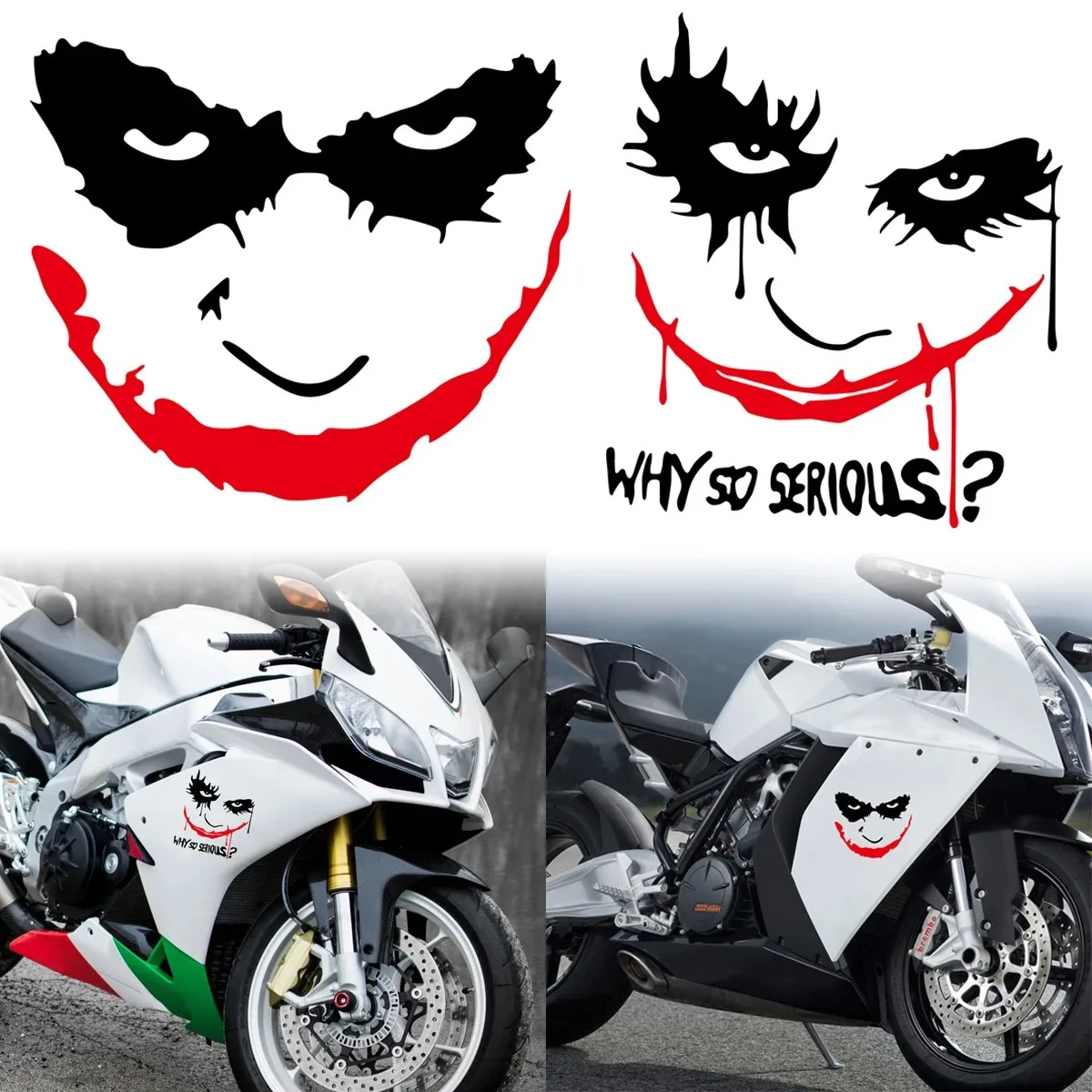 Why So Serious? Halloween Car Stickers Movie Lines Joker Personality Creative Letters Decorative Lamp Eyebrows Vinyl Decals