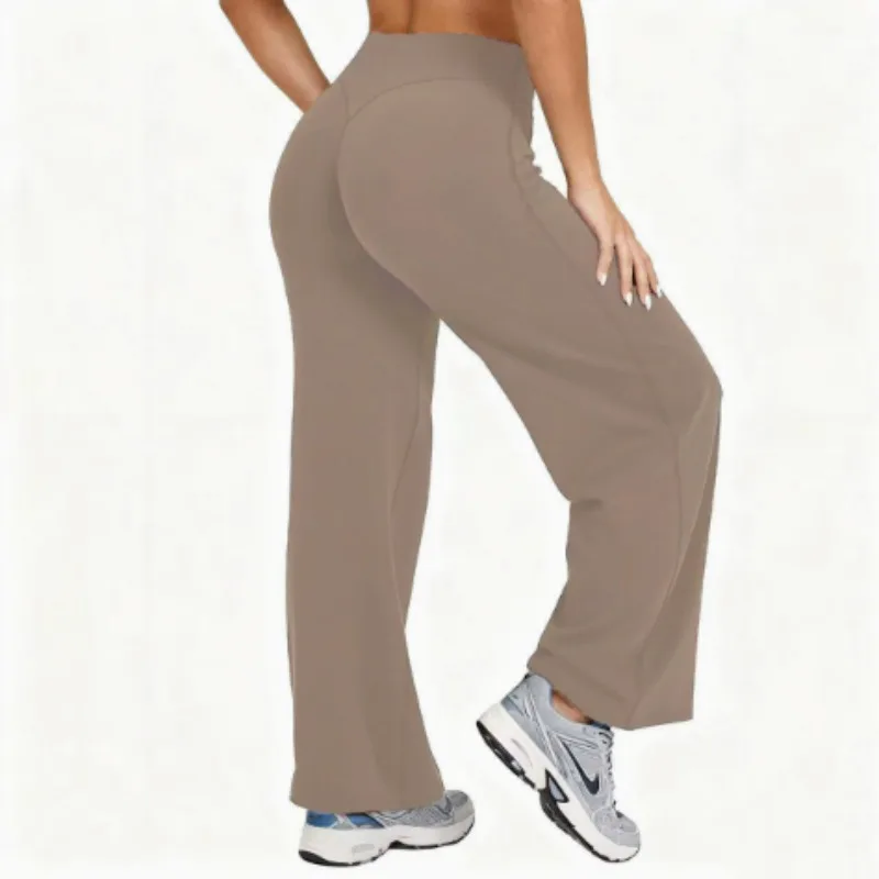 ports and fitness straight trousers women's high-elastic belt breathablenon-embarrassing yoga pants loose wide-leg trousers