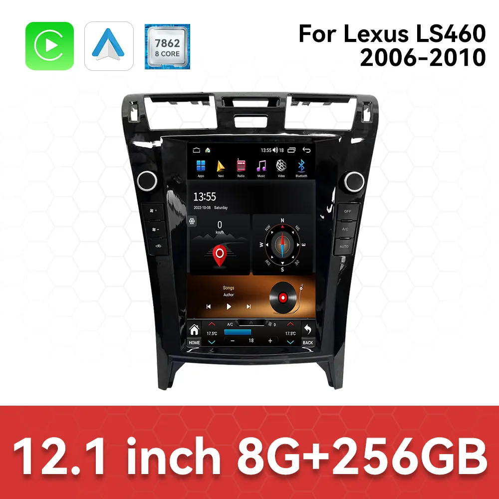 لكزس LS460 2006-2010 راديو السيارة الصوت 2 din أندرويد 14 استقبال عمودي نمط السيارات الوسائط المتعددة مشغل ديفيدي لتحديد المواقع والملاحة
