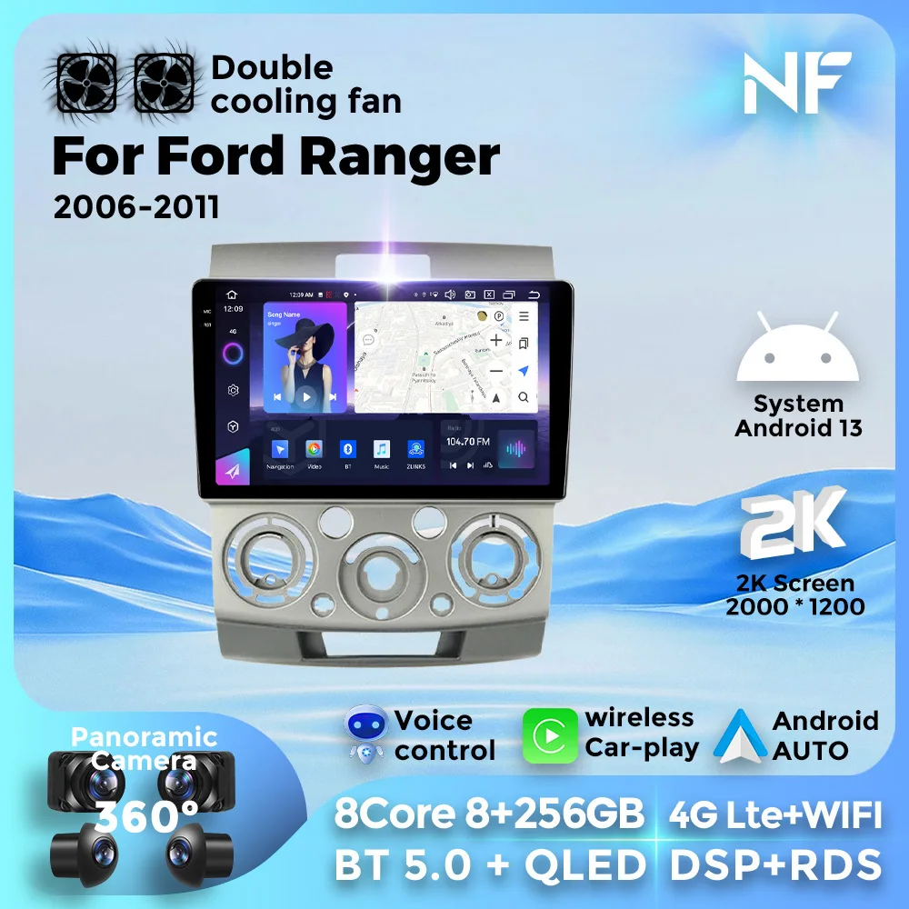 Car radio  For Ford Everest Ranger Mazda BT50 BT-50 2006-2011 Multimedia Player Stereo Android13 Carplay Auto 4G WIFI 8 Core BT