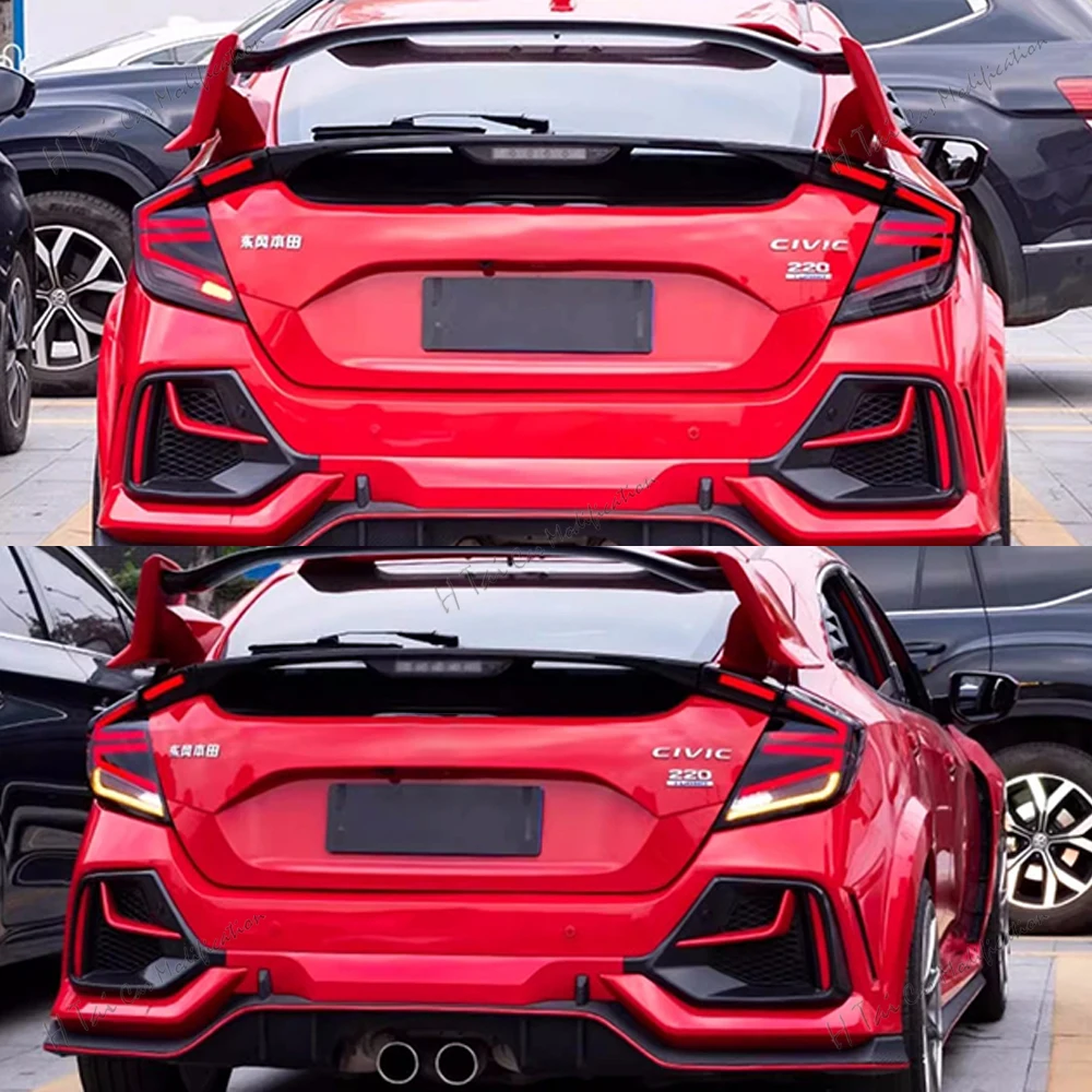 Pair LED Tail Lights For Honda Civic Hatchback Type-R 2016-2020 Rear Lamps Taillights Dynamic Turn Signal Car Light Assemblies