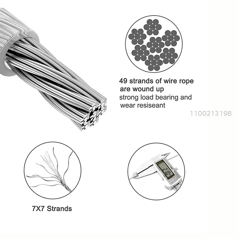 Corda di sospensione in filo flessibile in acciaio avvolto in PVC, corda per asciugare i vestiti in acciaio inossidabile trasparente, 10 metri, 20 metri, 30