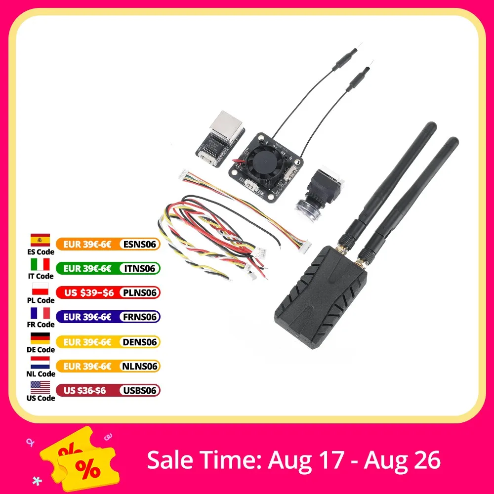 Eachine Sphere Link 5.8GHz WIFI Digital HD 800mW FPV Transmissor VTX com1080P FOV 140 °   Protocolo MAVLINK de câmera FPV para drone RC