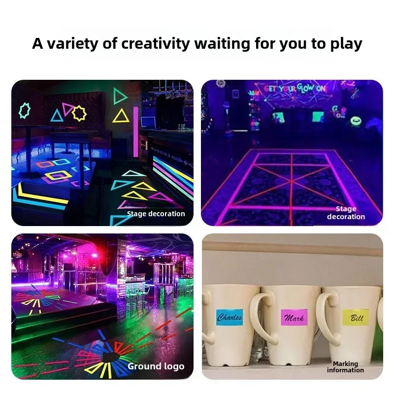 شريط قماش نيون فلورسنت، 5 أمتار، لون قوس قزح، حفلة، غير عاكس، يتوهج في الظلام، تحت ضوء الأشعة فوق البنفسجية الأسود #4