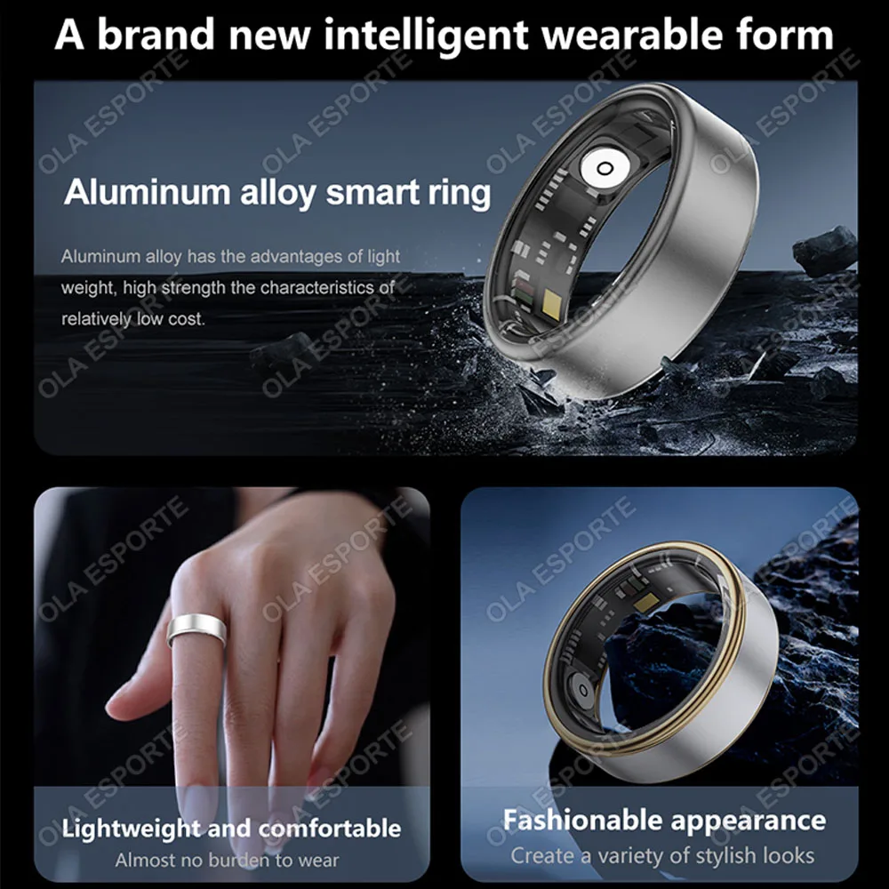 2024 For XIAOMI SAMSUNG Smart Ring Men Women Heart Rate Blood Oxygen Monitor IP68 & 5ATM Waterproof Smartring Multi-sport Mode