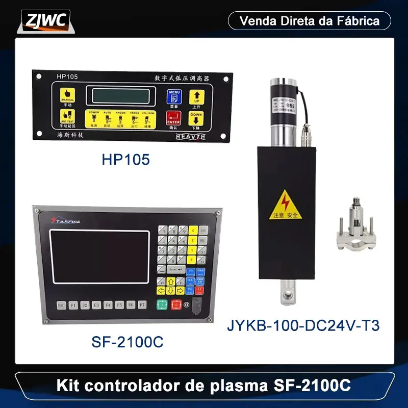 SF-2100C/F2100B Controlador CNC Kit de sistema de 2 eixos + Controle de altura da tocha THC HP105 + levantador JYKB-100-DC24V-T3 Cyclmotion CNC Plasma