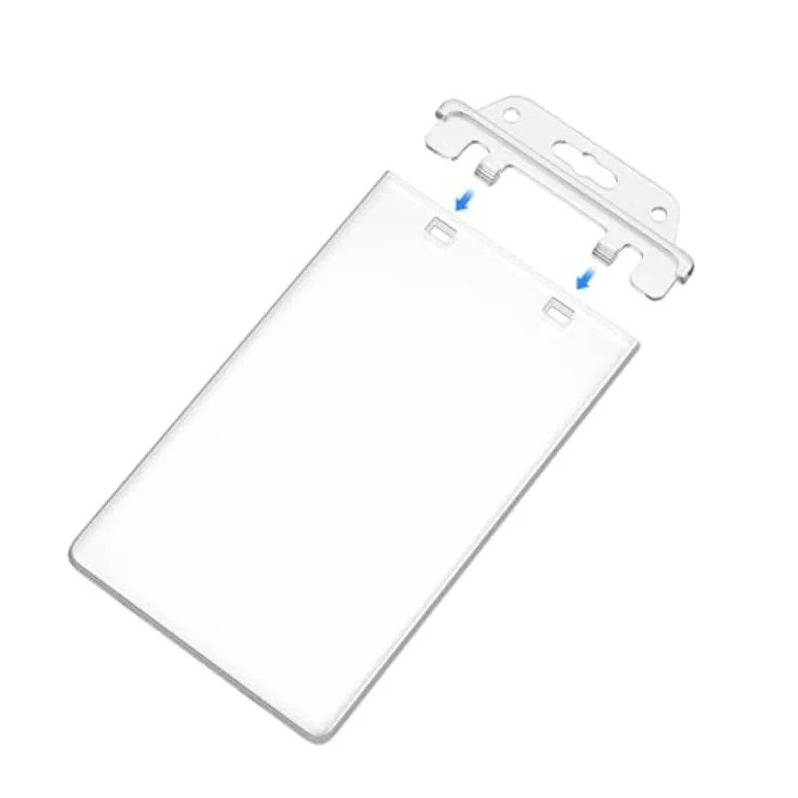 

Pack Hard Plastic ID Badge Holders, Clear ID Holder for Lanyard, Permanent Locking, Vertical