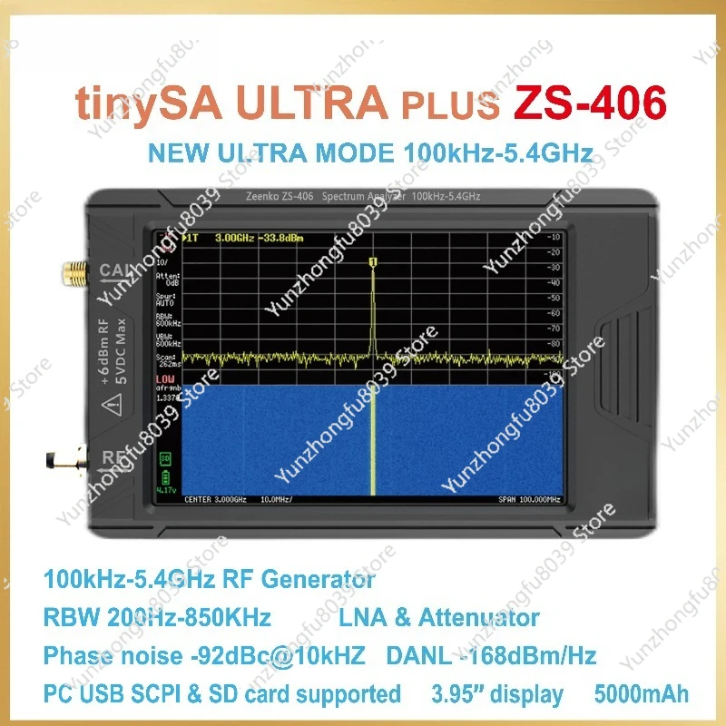 PLUS ZS-406 Hand held tiny Spectrum analyzer 900MHz-5.4GHz 4 inch display battery 5000mAh