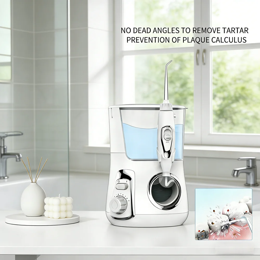 

Home 10-Mode 800ML Water Irrigator, 5 Dental Jet Tips, Oral Flosser Device to Eliminate Bad Breath & Stop Tooth Decay