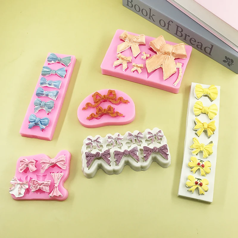 3D โบว์แม่พิมพ์ซิลิโคนอาหารวัสดุความปลอดภัย Fondant เค้กตกแต่งช็อกโกแลต Mould ขนมหวานทํา Mousse เค้กในครัวเรือนเครื่องมือ