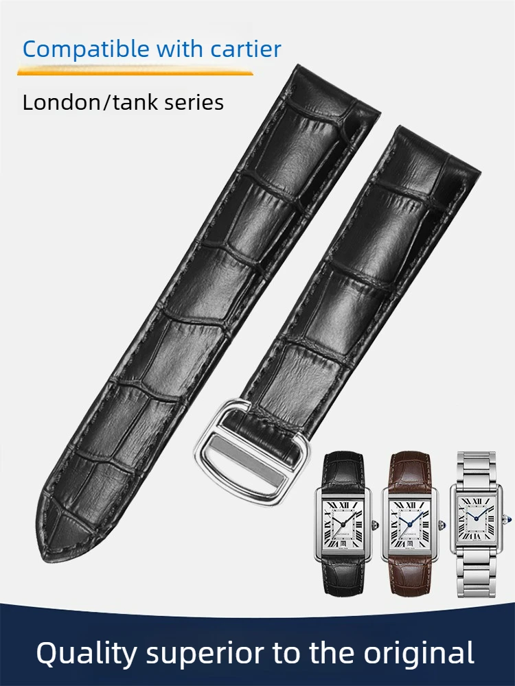 Adecuado para correa de reloj de cuero Cartier Catier Key Must Tank TANK LONDON SOLO correa de repuesto