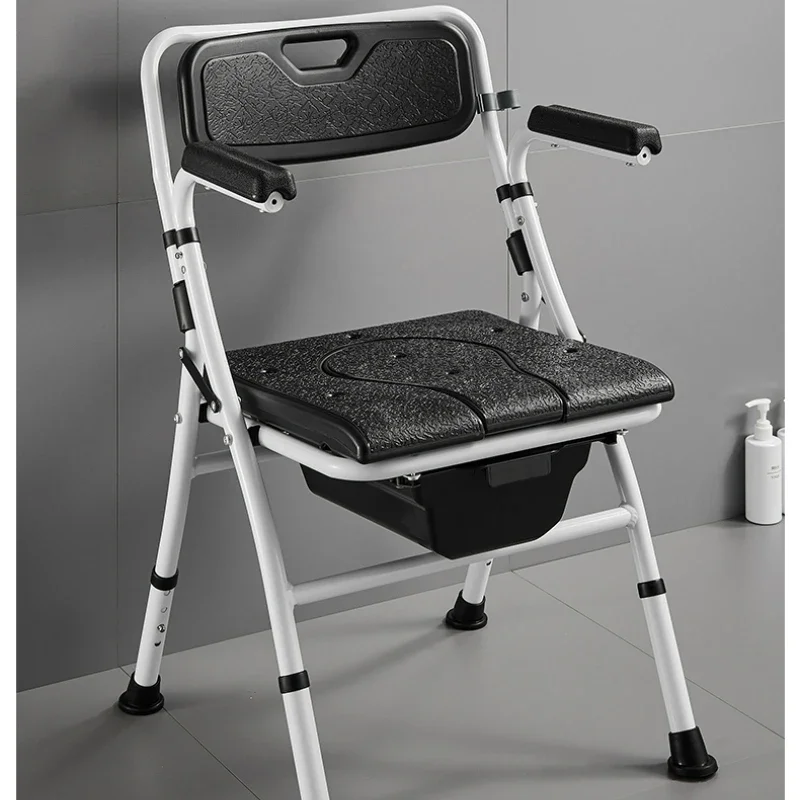 Portable Shower Stool for Elderly - Foldable Bath Chair, Toilet Seat with Bucket, Assisted Bathing, Secure and Convenient