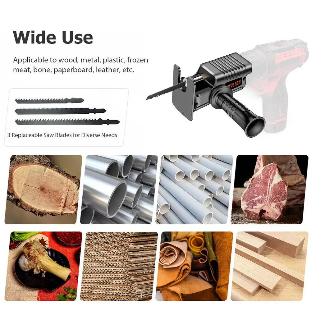 Reciprocating Saw Adapter Kit Electric Drill Converter With Saw 3 Tool Wood Accessories Cutter Power Modified Tools Blades L5X9