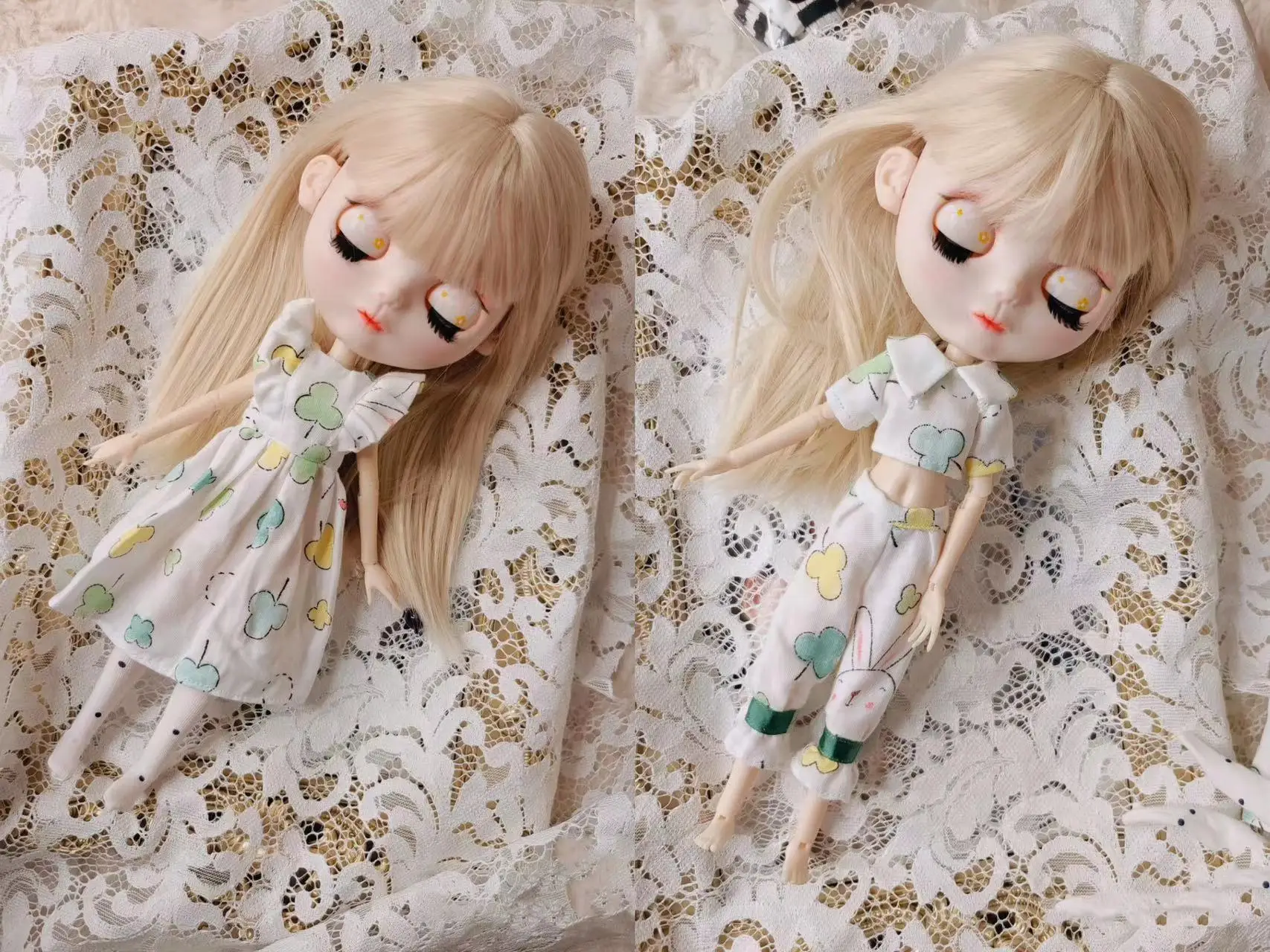 Five-piece set Blythe clothes dress  handmade Clover suit skirt 1/6 30cm BJD anime girl (Fit for Pullip,Ob24, Licca)