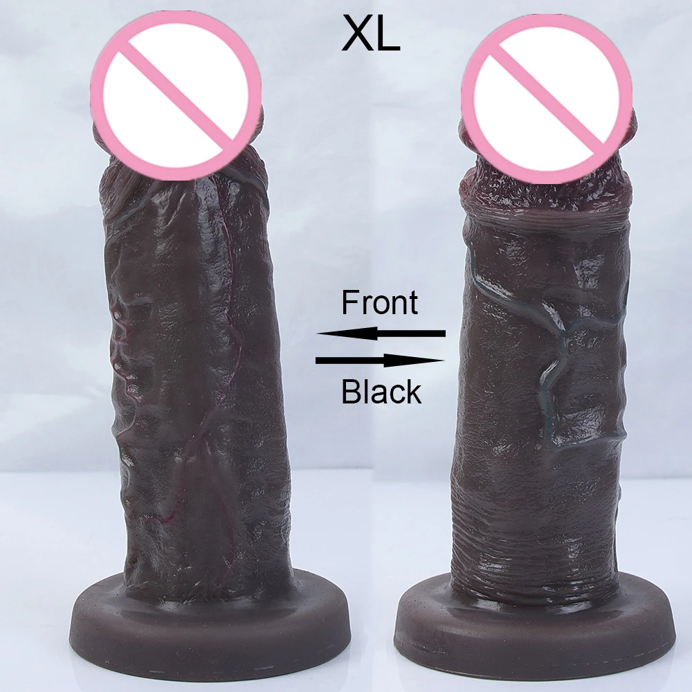 Black Skin Realistic Anal Dildo Soft Big Penis Adult Strapon Suction Cup Cock Male Artificial Man Women Dick Sex Toys For Vagina