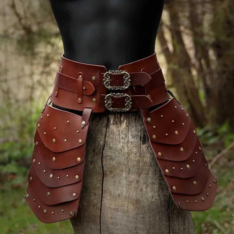 Verstelbare Middeleeuwse Oude Tovenaar Gladiator Greaves Riem Rollenspel Cosplay Kostuum Lederen Armor Romeinse Rok Party Props