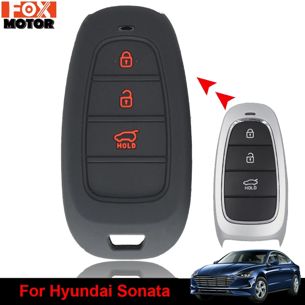 For Hyundai Sonata 2019 2020 Car Remote Key Shell Cover Case Replacement Skin Holder Protector Silicone 3 Button Accessories