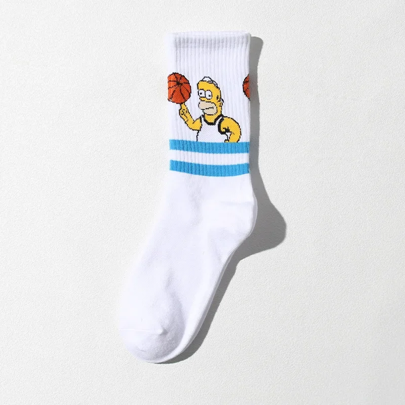 New Simpsons Men\'s Socks Cartoon Funny Socks Women Fashion High Quality Cotton Sports Skateboard Hip Hop White Sock Happy Meias