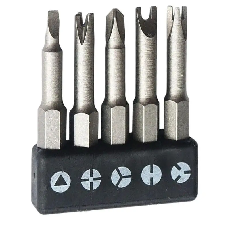 5Pcs Special-shaped Screwdriver Set 50mm U-shaped Y-Type Triangle Inner CrossThree Points Screwdriver Bit Tool