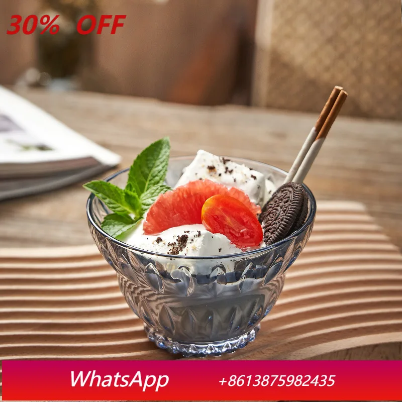 

LMM summer light luxury glass lotus pattern ice cream cup dessert bowl sugar water ice swallow nest soup