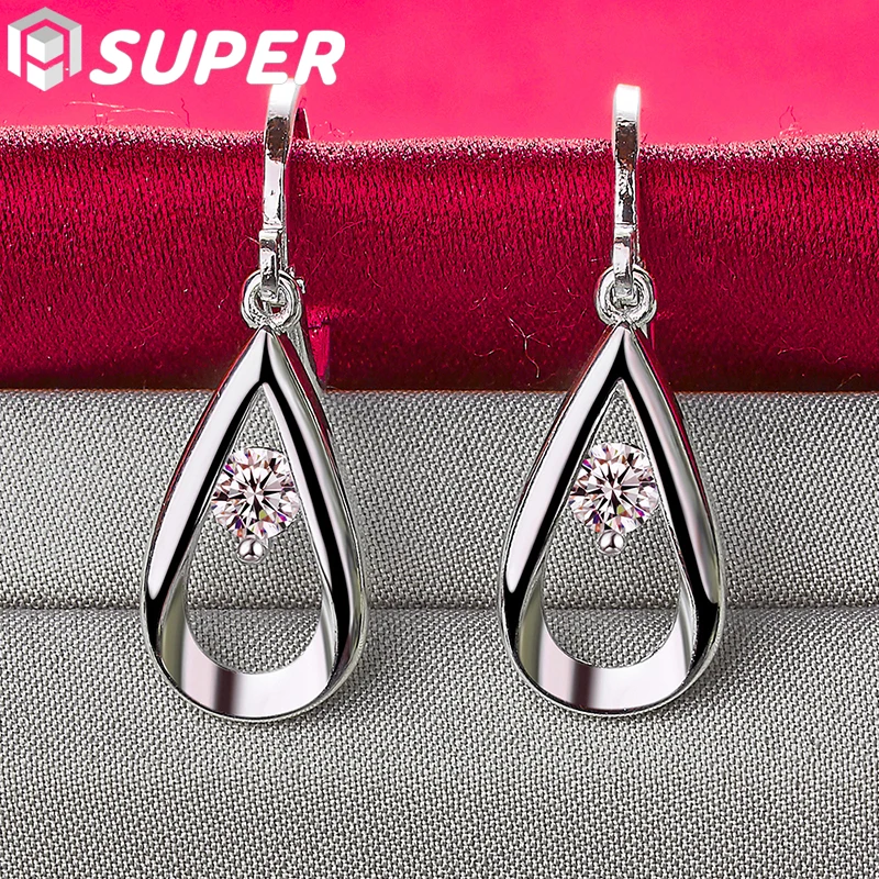 Pendientes de gota de agua/lluvia de circonita Aaa de Plata de Ley 925, joyería para mujer, regalo de fiesta de compromiso de boda a la moda