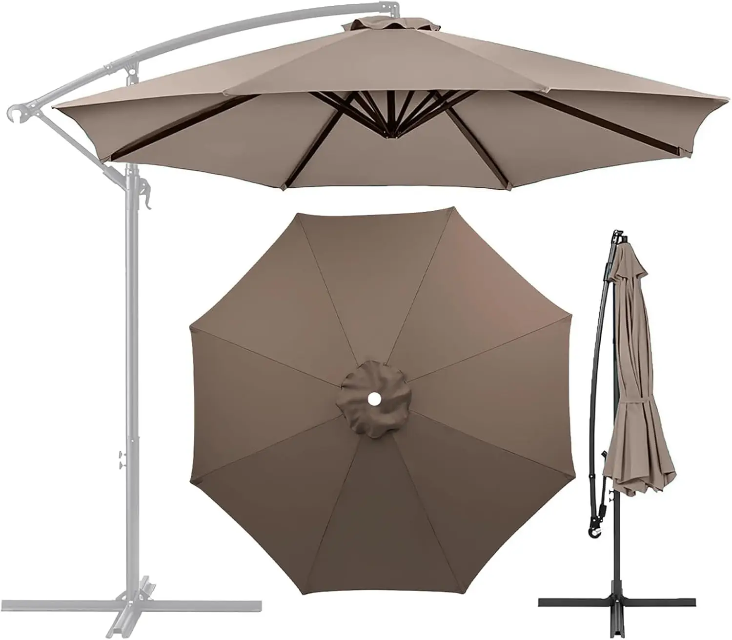 

Universal 10ft 8-Rib Patio Umbrella Replacement Canopy, UV Protective Water Resistant Sun Shade Cover