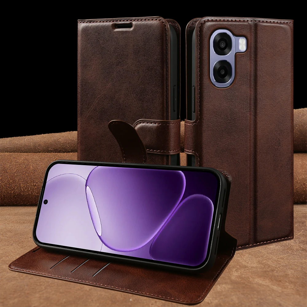 

Premium Calf Leather Flip Case For OPPO A6X A6T A6S Reno 15F 15FS 5G Reno15 FS F31 A6 Pro Find X9 Ultra Phone Wallet Case Cover