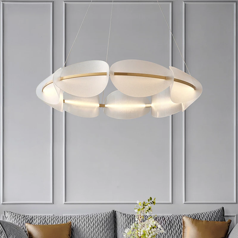 Lampe suspendue en acrylique blanc, disponible en 3 couleurs, variateur de température, luminaire décoratif d'intérieur, idéal pour un salon ou une salle à manger