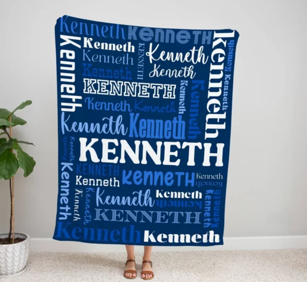 

Custom Name Flannel Blanket Personalized Blanket Home Decor Sofa Blanket Kid Blanket Camping Nap Leisure Blankets Birthday Gifts