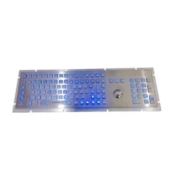 106 Keys Backlight Industrial Metal Stainless Steel Keyboard With Trackball and Numeric Keypad