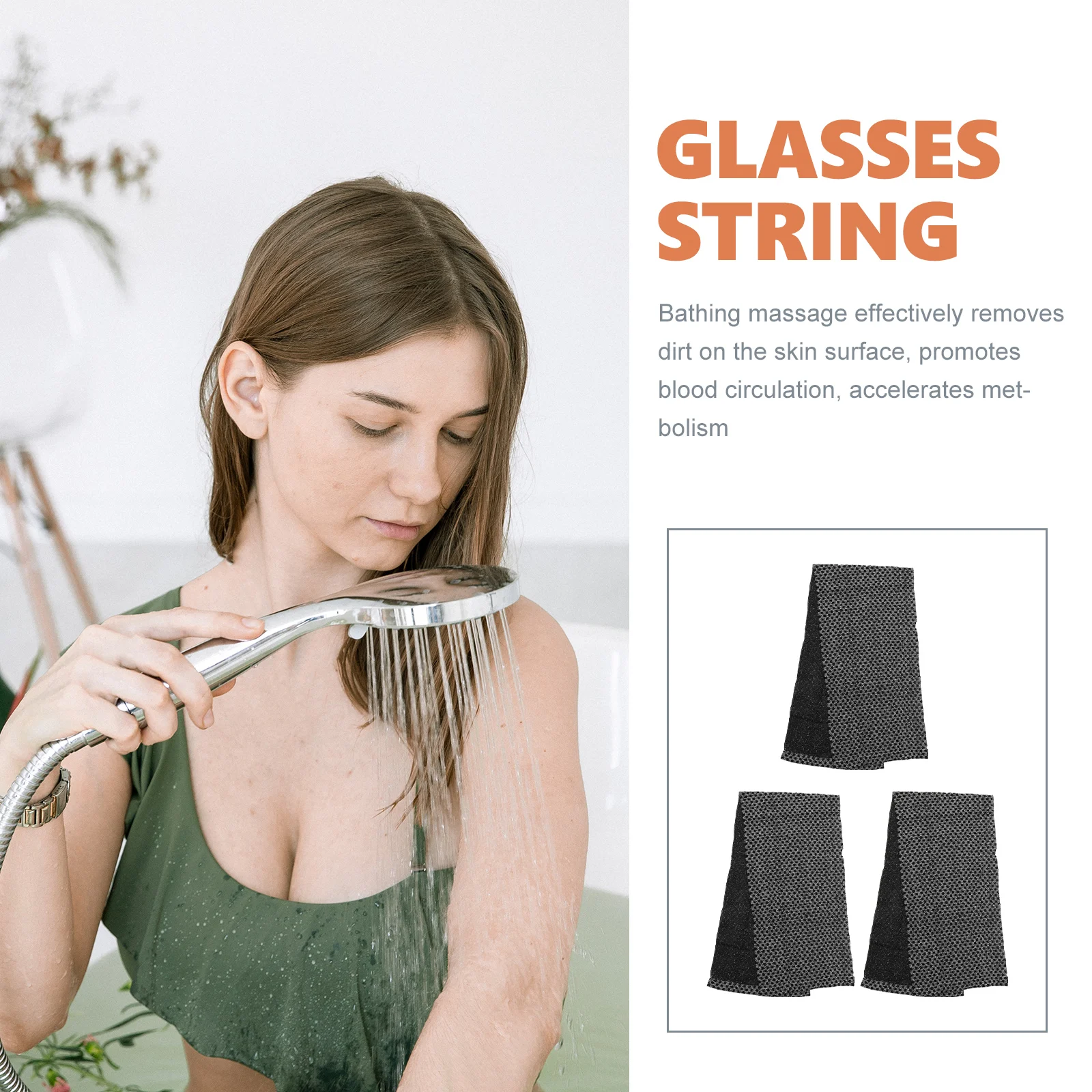 

3pcs Bath Towel Scrub Exfoliating Towels Back Exfoliator Scrubber Body Shower Pulling Long Strip Double Side Portable Body