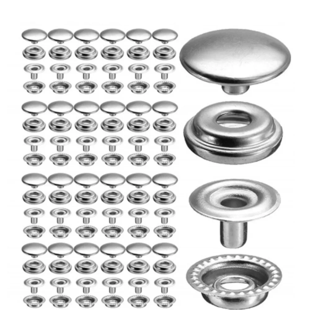 100PCS Stainless Steel Snap Fastener Press Stud Cap Button Marine Boat Canvas Set Marine Hardware Accessories
