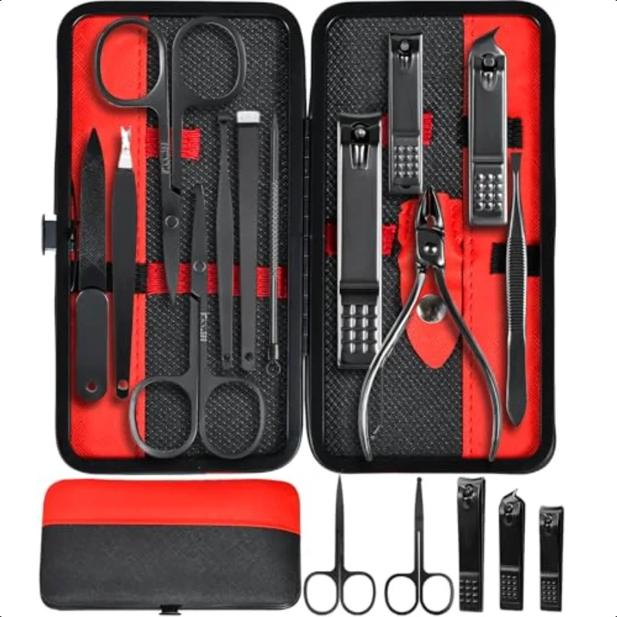 

Nail Clippers Set for Men Women 12 Piece Stainl Steel Manicure Pedicure Kit with Travel Case Toenail Fingernail Clippers Cutter