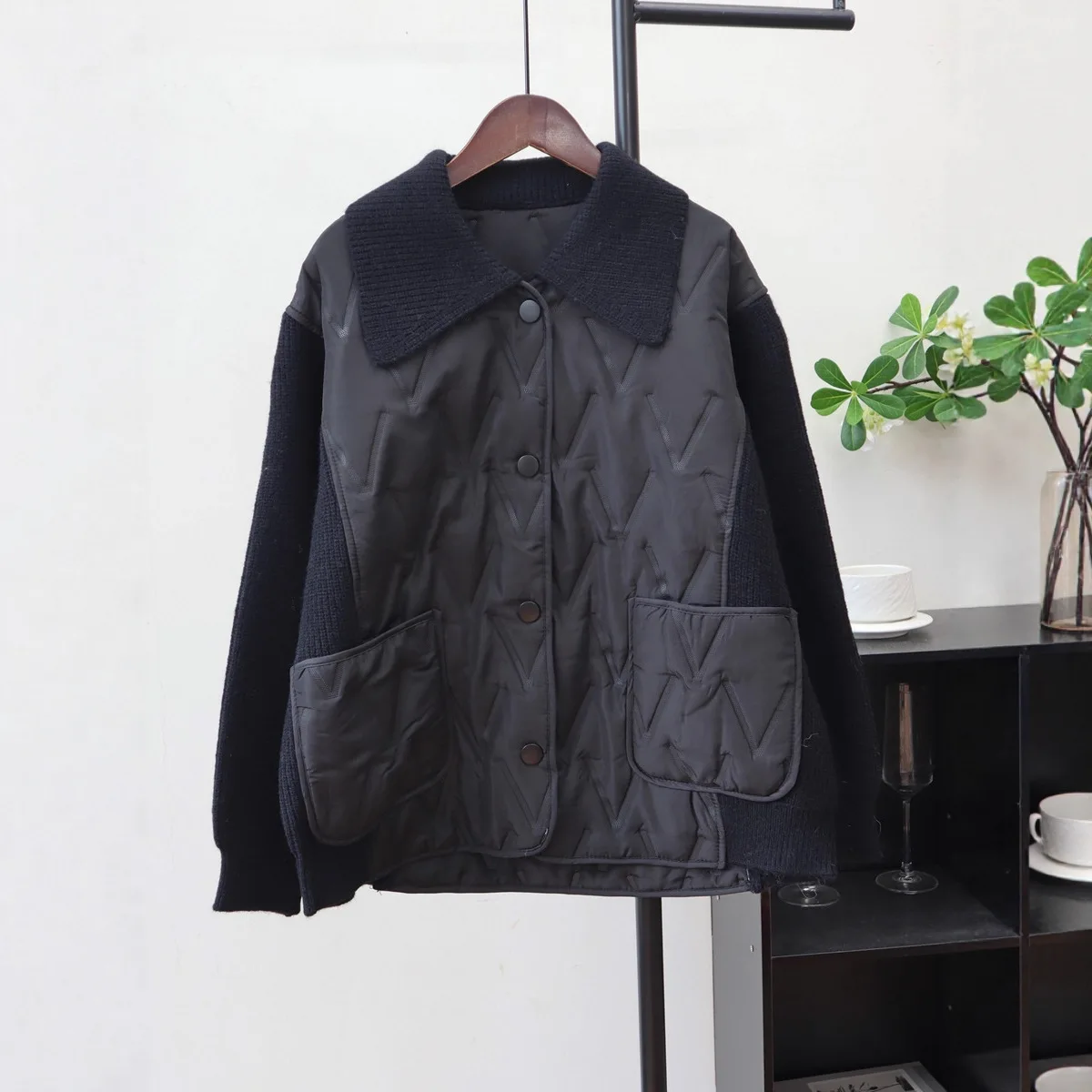 معاطف باركاس محبوكة سترات نسائية مقسمة جيب بياقة مقلوبة وأكمام طويلة واحدة الصدر فضفاضة غير رسمية لخريف وشتاء 2025 #3