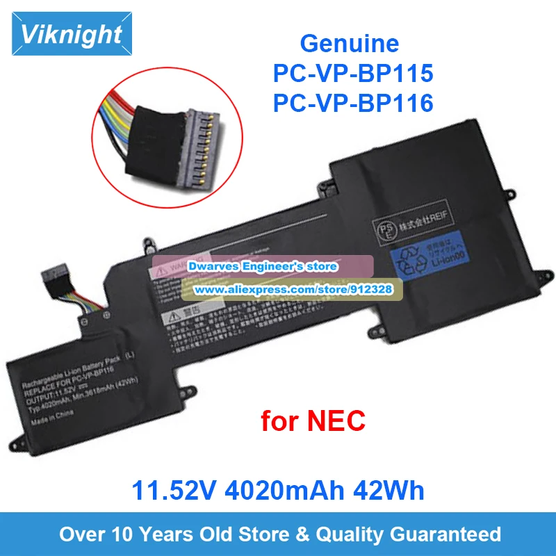 

Оригинальный аккумулятор PC-VP-BP115 PC-VP-BP116 11,52 В 4020 мАч 42 Втч для NEC HZ550 Lavie PC-GN276U1GA PC-GN254U1GA PC-GN276 PC-HZ750