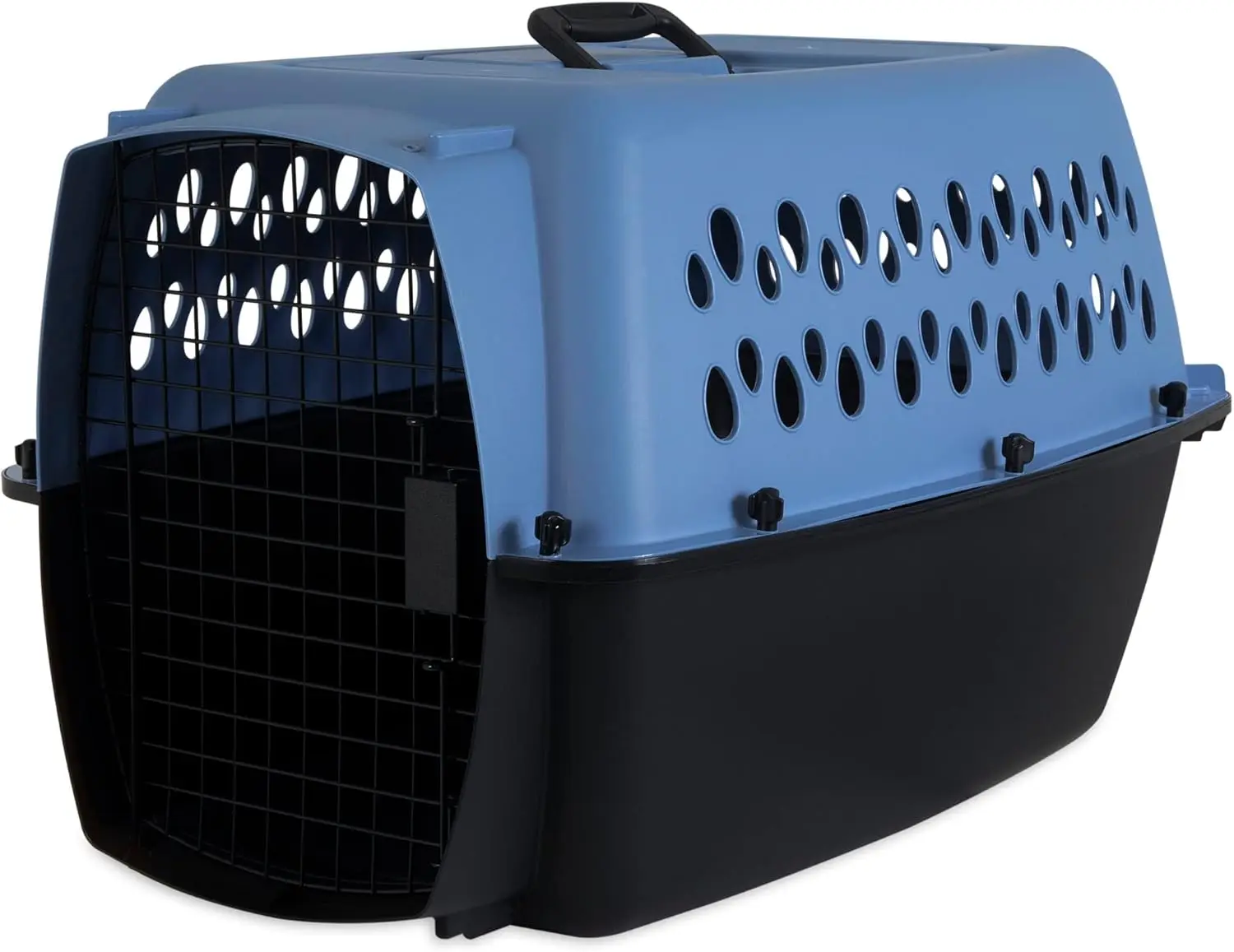 

26" Fashion Dog Kennel in Parisian Blue & Black, for Pets 20-25lbs, Airline-Friendly and Easy to Clean