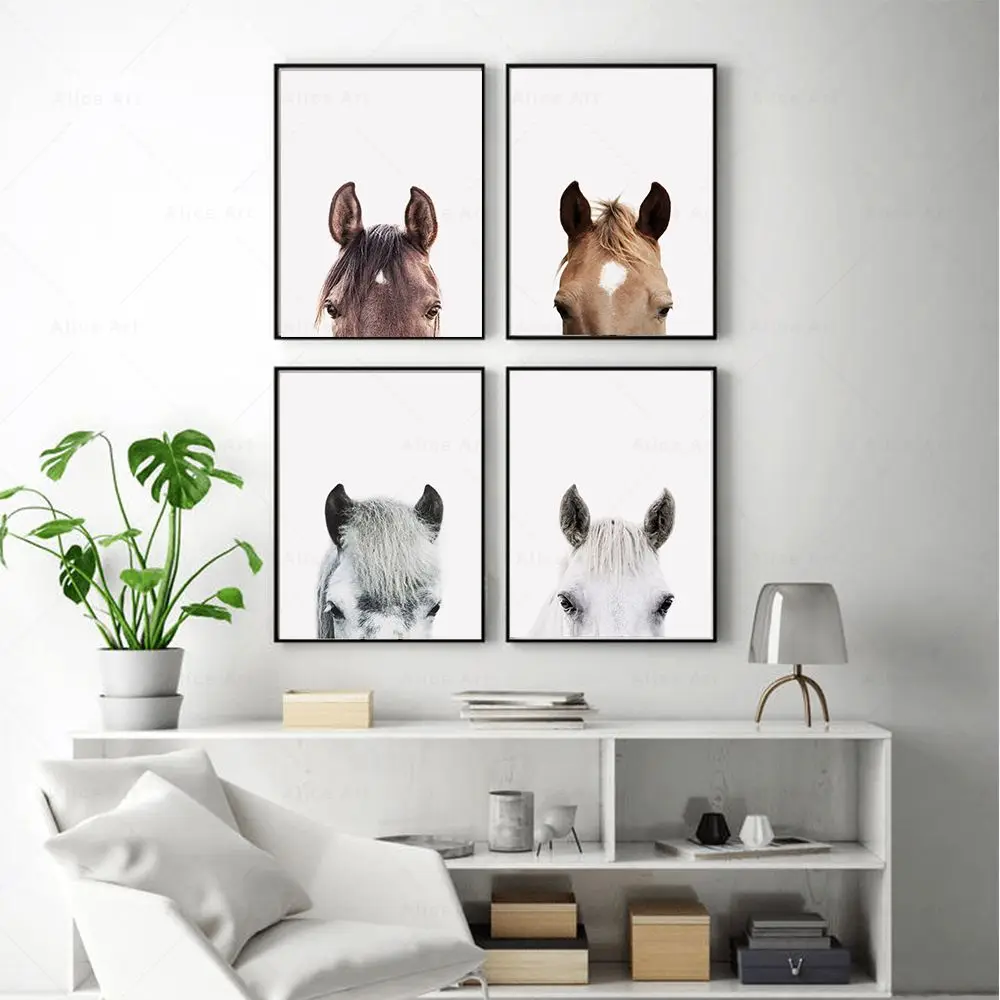 Animal Horse Art Canvas Painting Nordic Kids Room Poster and Print Horses Portraits Wall Art Picture Living Room Farmhouse Decor
