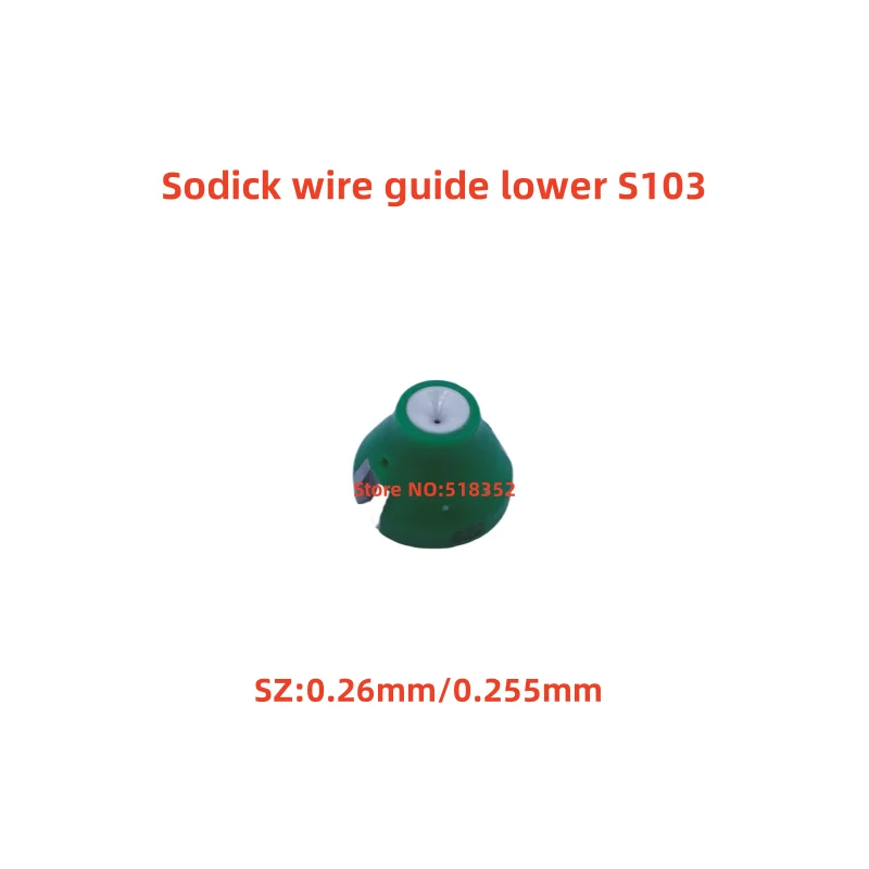 Sodick Wire Guide 87-3 S103 0.255/0.26mm  Lower ,Rubber Wrapped (Green) EDM Wire Cutting Machine Parts, 3080990 3080991