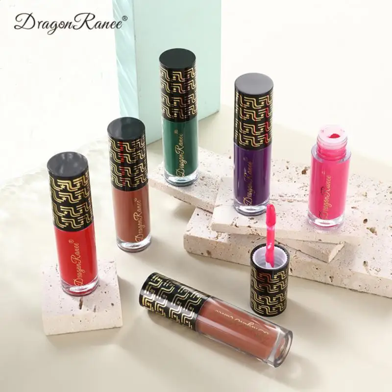 12 Farben flüssiger Lippenstift dauerhafte Antihaft-Lip gloss Kosmetik Lippen tönung Fleck schwarz blau lila Lippenstift Lippen Make-up wasserdicht