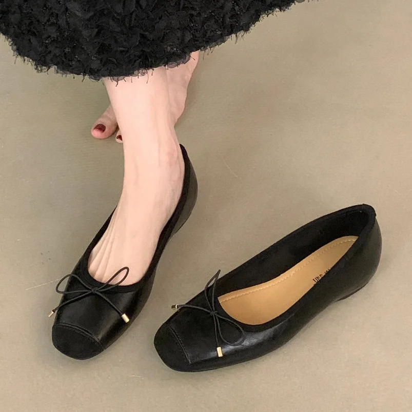 Bailamos Women Low Heel Flat Shoes Soft Bottom Loafers Microfiber Comfy Flats  Brief Ladies Moccasins Tabi Ninja Shoes