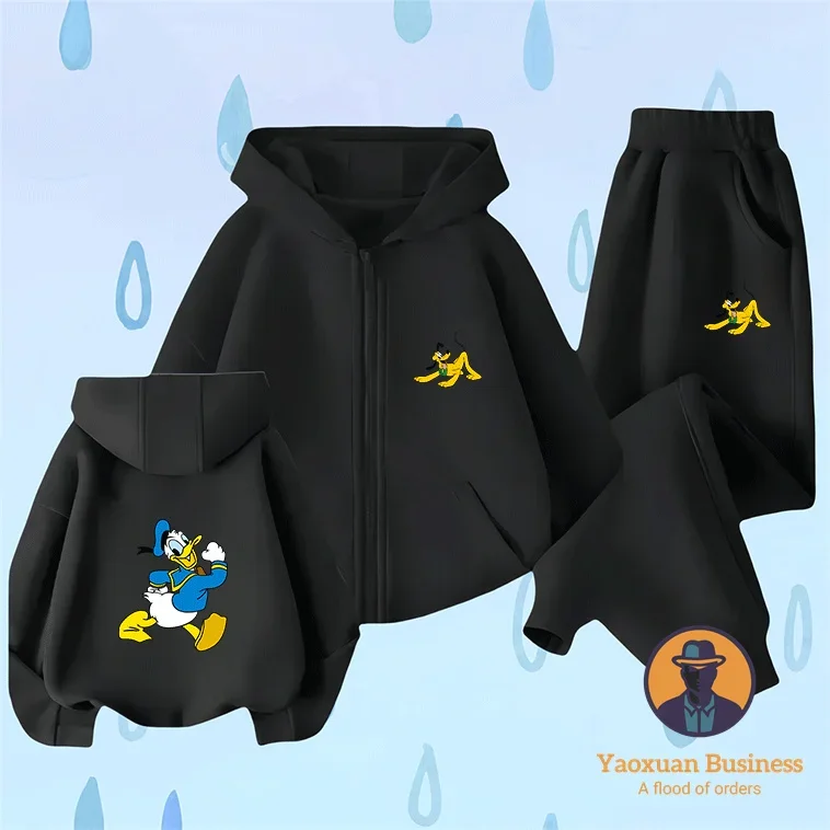 جديد ديزني كيدز ليتل بنين بنات زمم هوديي مجموعة لطيف الكرتون المطبوعة يندبروف الدافئة الخريف الشتاء جديد