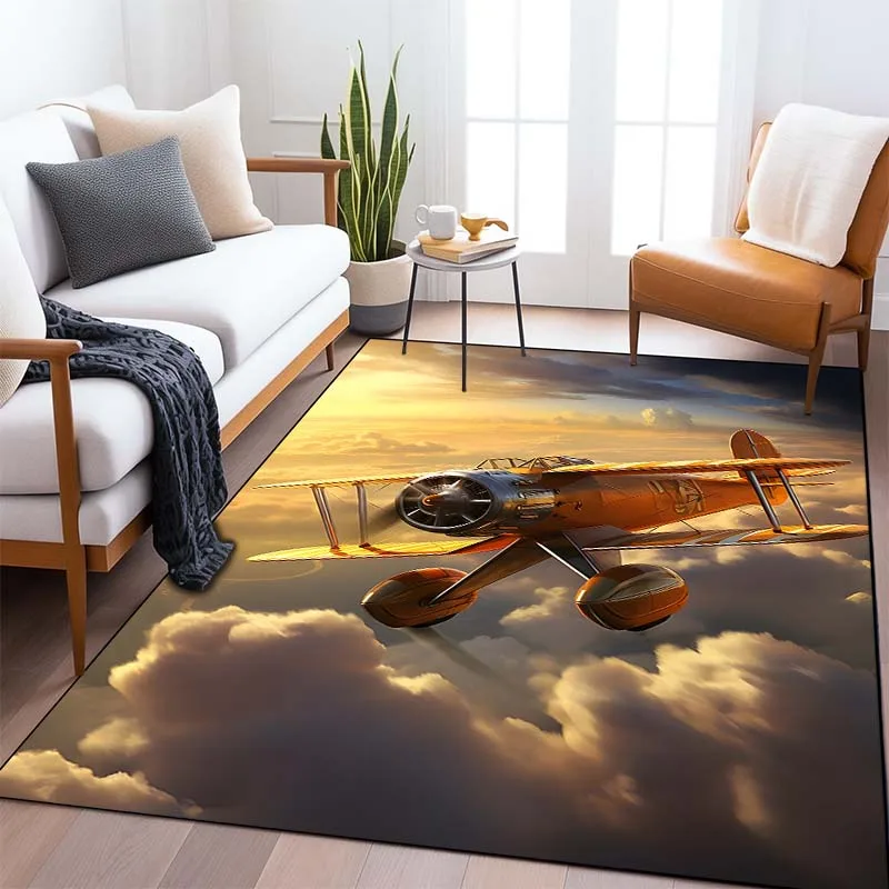 Airplane Art Pattern Living Room Bedroom Carpet Bedside Bathroom Floor Mat 15 Sizes Custon Pattern Area Rug Decoration Maison