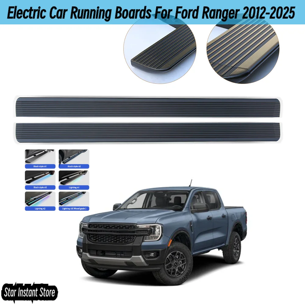 

Auto Retractable Running Boards for Ford Ranger 2012-2025, Electric Side Steps with LED Lights, Aluminum Alloy Truck Steps