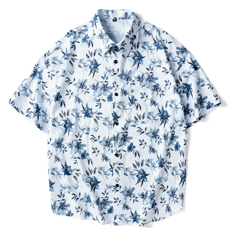 

Мужская футболка из хлопка с принтом под сине-белый фарфор, не требующая глажки, свободного кроя, летняя, повседневная, модная